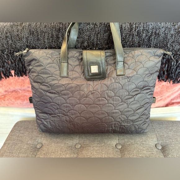 Dvf Diane Von Furstenberg Tote Travel Bag Black with Side Snaps - Picture 2 of 13